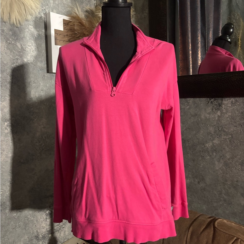 Talbots Vibrant Pink Quarter-Zip Sweatshirt